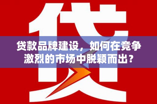 临河贷款品牌建设，如何在竞争激烈的市场中脱颖而出？